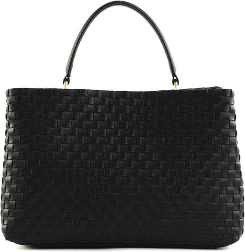 Vista 3 de GUESS Bolso tejido Lisbet, Estampado negro floral, Bolso Lisbet con 2 compartimentos