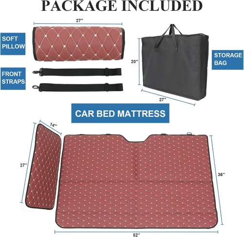 Vista 6 de Colchón de cama de asiento trasero de camión no inflable, camas portátiles para camiones grandes, cama de viaje plegable de doble cara F150/Camiones