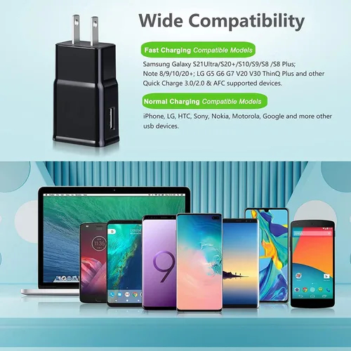 Vista 5 de Paquete de 6 cargadores USB de carga rápida, cargador de pared USB rápido para teléfono Android compatible con Samsung Galaxy S21/S20/S10/S10e/S10