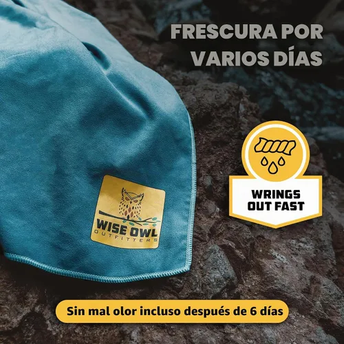 Vista 7 de Wise Owl Outfitters Microfiber Camping Towel - Quick Dry Towel for Travel, Backpacking, Hiking, Beach, Gym & Yoga - Compact, Fast Drying & Azul