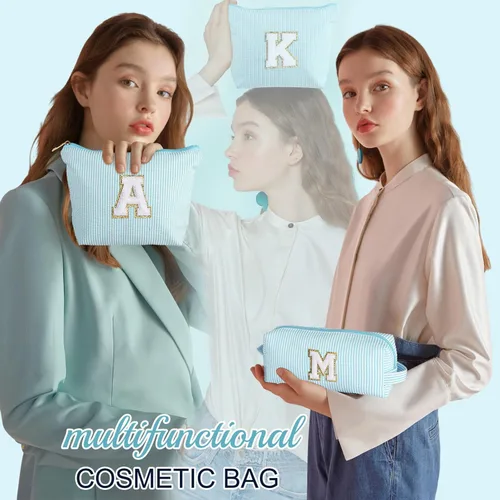 Vista 28 de YOOLIFE Regalos del Día de la Madre para Mujeres, Bolsa de Maquillaje con Iniciales, Bolsa de Maquillaje para Viaje, Bolsa de Maquillaje Negro