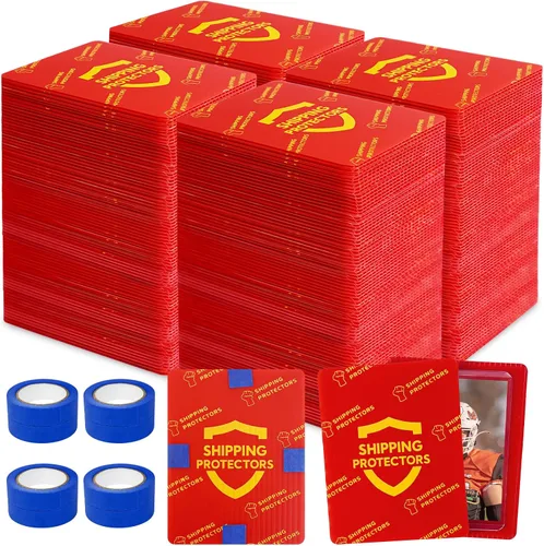 Vista 10 de Paquete de 1000 protectores de envío de tarjetas intercambiables de 3.5 x 4.5 pulgadas con 8 rollos de cinta, hoja corrugada resistente para envío