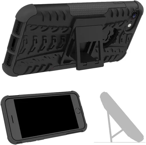 Vista 4 de Funda de teléfono para iPhone 7plus 8plus 7/8 Plus 5.5 con protector de pantalla de vidrio templado y soporte, accesorios híbridos duros