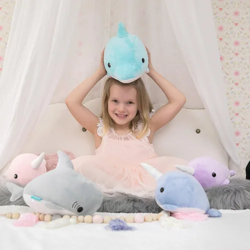 Vista 5 de Bellzi Lindo juguete de peluche de delfín bebé, adorable juguete suave de delfín y regalos, regalo perfecto para niños, bebés, niños pequeños