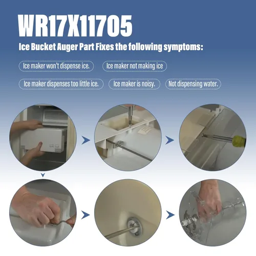 Vista 6 de Barrena dispensadora de fabricador de hielo mejorada para piezas de repuesto de refrigerador GE WR17X11705 WR17X11939 PS1018130 AP3849786 AP3672963