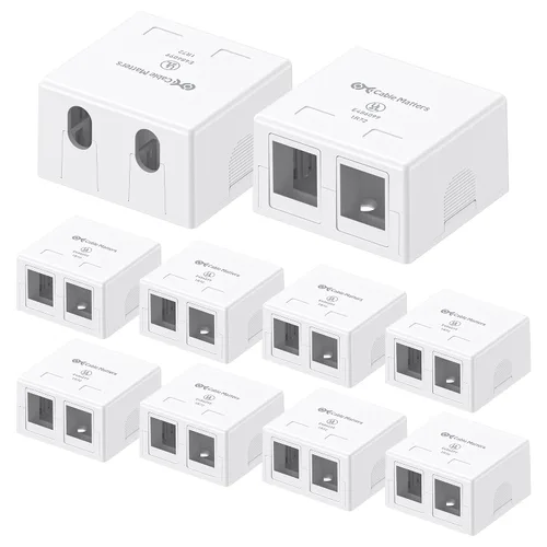 Vista 8 de Cable Matters Caja de montaje en superficie con conector Keystone de 2 puertos con certificación UL, color blanco Caja de montaje en superficie