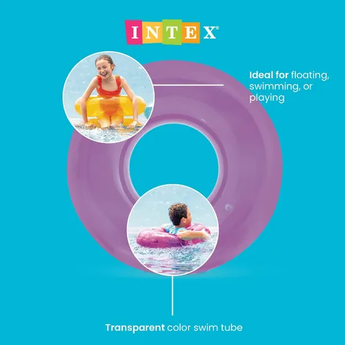 Vista 4 de Intex Colorful Transparent Inflatable Swimming Pool Beach Tube Raft