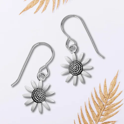 Vista 7 de Sunflower Dangle Earrings Fun Summer Earrings for Women and Girls in Sterling Silver