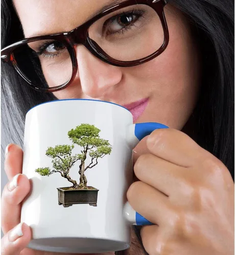 Vista 2 de 3dRose Penjing Bonsai 11oz Two-Tone Blue Mug Azul
