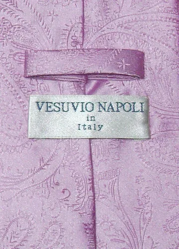 Vista 2 de Vesuvio Napoli Lavender PAISLEY - Conjunto de corbata y pañuelo a juego para hombre, Lavanda