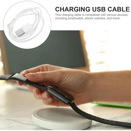 Vista 7 de Toddmomy Cable de carga magnético para reloj inteligente de 4 pines, cable de carga USB para relojes de teléfono, compatible con bandas inteligentes