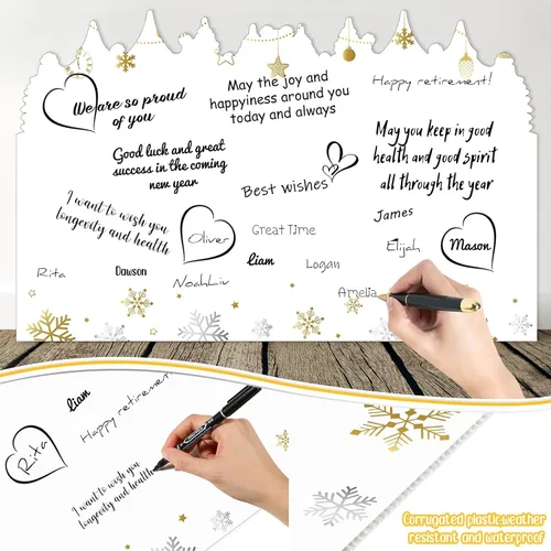 Vista 3 de Pasimy Tarjeta de felicitación de Navidad gigante de 25 x 16 pulgadas, tarjeta de felicitación de invierno gigante, libro de invitados grande