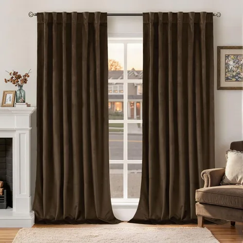 Vista 14 de BGment Cortinas de terciopelo rosa polvoriento, 2 paneles de 84 pulgadas, 2 paneles para sala de estar, aislamiento térmico de lujo, reducen