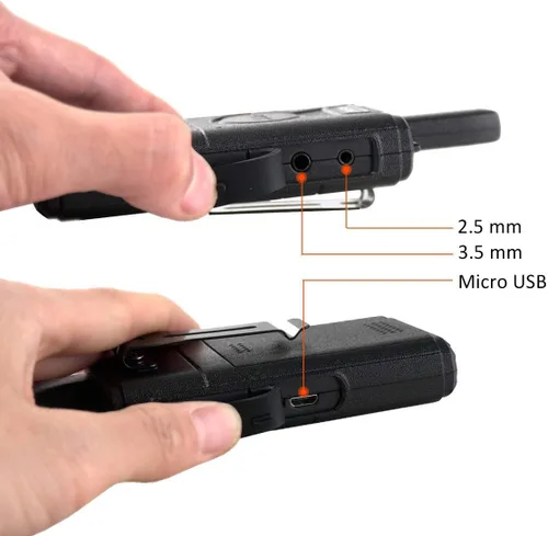 Vista 8 de Retevis Walkie Talkies recargables RT18, radios portátiles FRS bidireccionales, PTT dual, VOX, clip de metal, pequeño mini walkie-talkie
