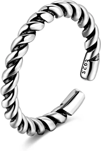 Vista 22 de CANDYFANCY Anillo de nudo celta de plata de ley 925 abierto para el dedo medio nudillo para mujer, tamaño ajustable 4-7