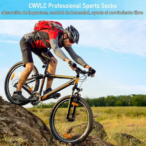 Vista 6 de CWVLC - Calcetines deportivos, hasta el tobillo, de compresión, acolchados, unisex, paquete variado 3 pares negro