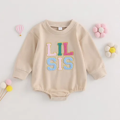 Vista 2 de FOCUSNORM Ropa de bebé recién nacida, ropa para niña con estampado de papi, sudadera bordada, mameluco de manga larga