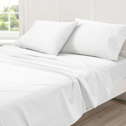Vista 3 de Cuddledown Dreamstead - Juego de sábanas 100 % algodón, 300 hilos, tejido satinado de lujo, algodón peinado puro, suave, resistente a las arrugas