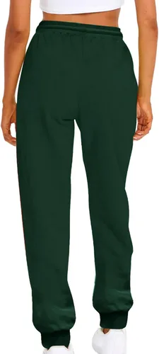 Vista 3 de Pantalones deportivos de forro polar para mujer, holgados, casuales, de cintura alta, para entrenamiento, atléticos, con parte inferior de cincha