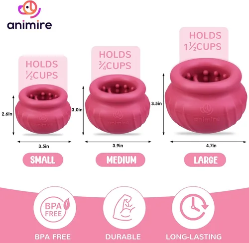 Vista 6 de Wobbly - Juguete de enriquecimiento para perros, cuenco congelado rellenable para mantener ocupados a los perros, juguete interactivo de larga Rosa