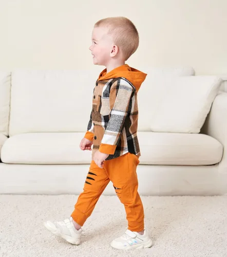 Vista 32 de Conjunto de ropa para bebés y niños pequeños, camisa con capucha y pantalones deportivos para otoño e invierno