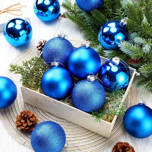 Vista 5 de Namalu 12 piezas 3.34" Adornos de bolas de Navidad de vidrio, adornos de bolas brillantes y mates, juego de adornos de bolas de árbol de Navidad