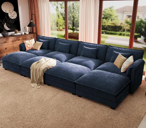 Vista 26 de Sofá modular de gran tamaño de 113 pulgadas, cómodo sofá en forma de L con funda extraíble, asiento ancho y profundo moderno para sala de estar