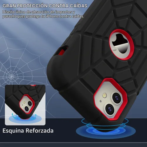Vista 4 de Grifobes Funda para iPhone 11/iPhone XR de 6.1 pulgadas, Silicona Gruesa 3 en 1 de Servicio Pesado Resistente a Golpes Robusta Protectora para Negro