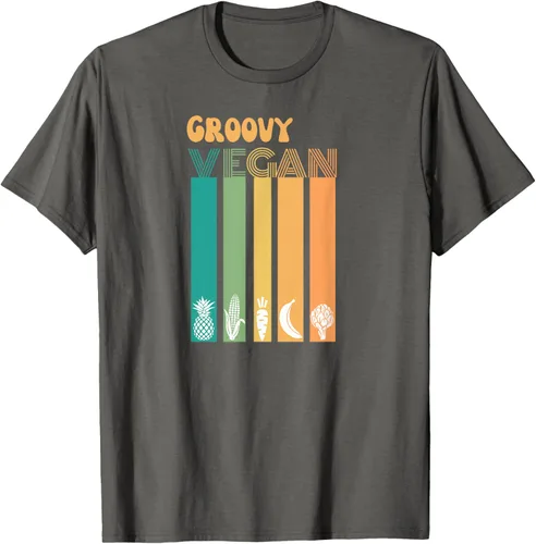Vista 81 de Groovy Vegan Retro Vintage Cool Veggies 70 80 Flower Power Camiseta, Negro