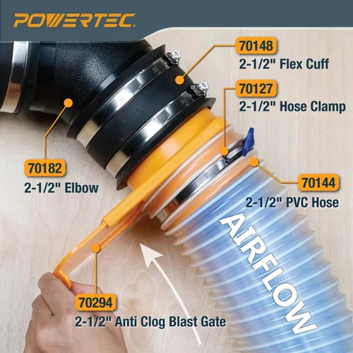 Vista 8 de POWERTEC 70294-P6 - Puerta de ráfaga integrada de 2-1/2 pulgadas, resistente a obstrucciones, ajuste de plástico ABS cónico antihuecos para sistemas
