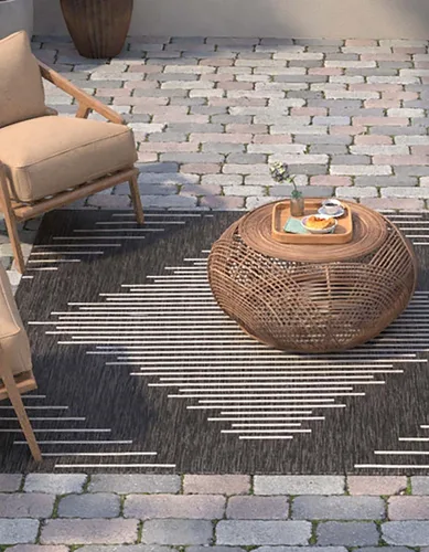 Vista 9 de Unique Loom Outdoor Modern Collection - Alfombra rectangular de 2 x 3 pies 1 pulgada, color azul y marfil