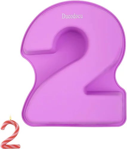 Vista 9 de Ducodocu Molde grande de silicona para tartas con números 3D, molde para hornear DIY para cumpleaños, aniversario, número de 0