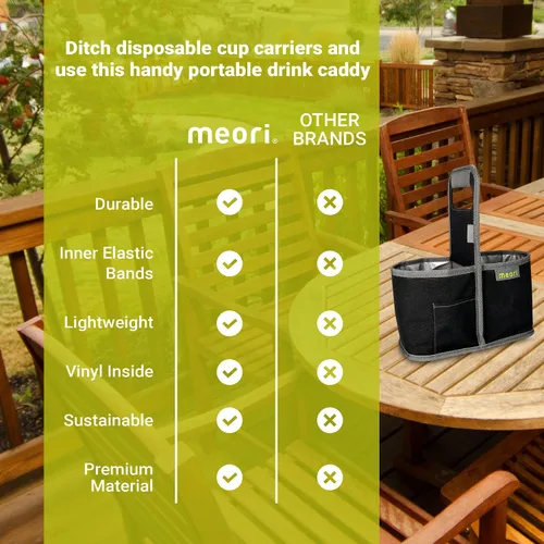Vista 8 de meori Portabebidas reutilizable para 2 tazas, portador de tazas para llevar, plegable, portador de café con asa para vino, cócteles, organizador