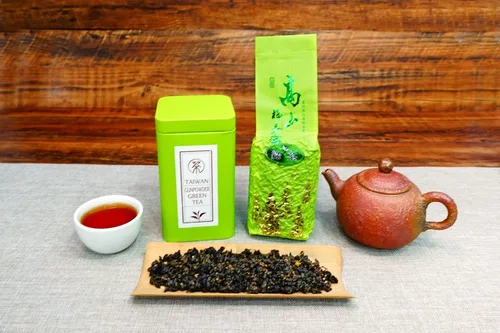 Vista 2 de Xin Qing - Té verde de pólvora, té de pólvora Zhu Cha, té de perlas de hojas sueltas, 7.05 onzas