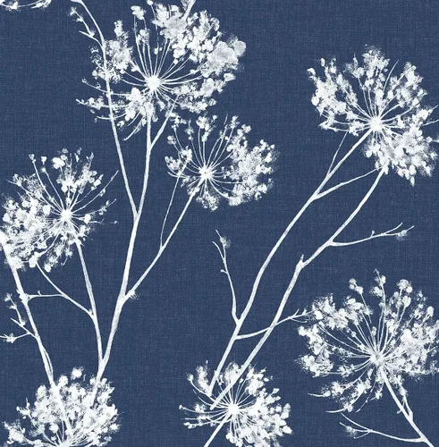 Vista 10 de NextWall One O'Clocks Botanical - Papel tapiz autoadhesivo (azul claro)