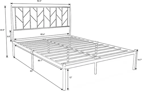 Vista 2 de SHA CERLIN Cama de plataforma vintage Queen con cabecero, base de colchón resistente, 12 pulgadas debajo de la cama para almacenamiento, fácil