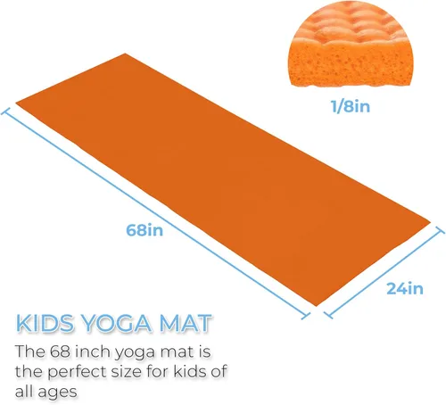 Vista 4 de Paquete de 10 tapetes de yoga para niños, 68 x 24 pulgadas, tapete de ejercicio antideslizante, tapete de yoga no tóxico de 0.157 in para niños