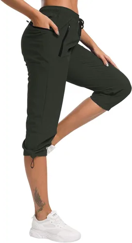 Vista 4 de ChinFun Pantalones capri de senderismo para mujer, de secado rápido, resistentes al agua, UPF 50+