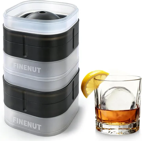Vista 10 de Molde de silicona para hacer bolas de hielo con tapa, paquete de 4 – Molde redondo para cubitos de hielo de esfera grande de 2.5 pulgadas