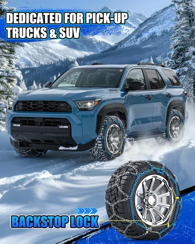 Vista 2 de Cadenas de nieve de fácil instalación, cadenas de neumáticos de un solo tirón, cadenas de nieve resistentes para camionetas y SUV todoterreno