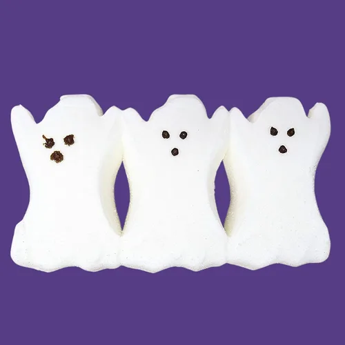 Vista 3 de Caramelos de malvavisco de Halloween, malvaviscos con forma de fantasma blanco, adornos para cupcakes y postres, paquete de 6, 3 onzas