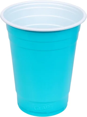 Vista 6 de Glad Paquete divertido de vasos de plástico en 4 colores: rosa, verde, azul y amarillo, vasos resistentes para fiesta en colores brillantes, ideales