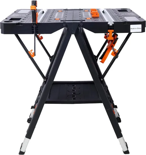 Vista 4 de Mesa de trabajo plegable 2 en 1 y caballete, 31" Ancho x 25" Profundidad x 28" Altura Configuración fácil Banco de trabajo portátil, mesa de trabajo