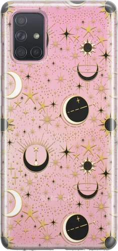Vista 4 de Funda para teléfono compatible con Samsung Galaxy A73 A72 5G A71 A54 A52 A42 A34 A32 A14 A11 parachoques Celestial Magic TPU Crescent Moon Protector