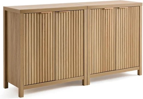 Vista 20 de OAKHAM HOME Oxford Storage Cabinet Fluted Sideboard Buffet with Adjustable Shelves Modern Accent Console Credenza for Hallway, Living Room, Entryway