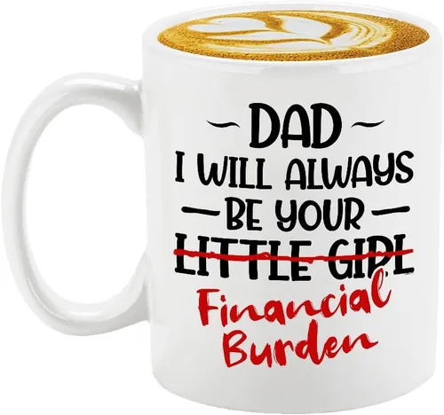Vista 10 de Veracco Taza de café de cerámica con texto en inglés "Dad I will Always Be Your Little Girl" Financial Burden Financial Burden, taza para el mejor