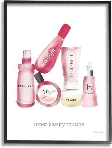 Vista 7 de Stupell Industries Frases motivacionales de autoestima, cosméticos de moda, cita de belleza interior, diseñada por Mercedes Lopez Charro - Arte