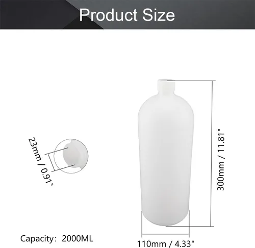 Vista 2 de Othmro 2 botellas cilíndricas de reactivo químico de laboratorio de plástico de 67.6 fl oz/67.64 onzas, botella de reactivo de laboratorio de boca