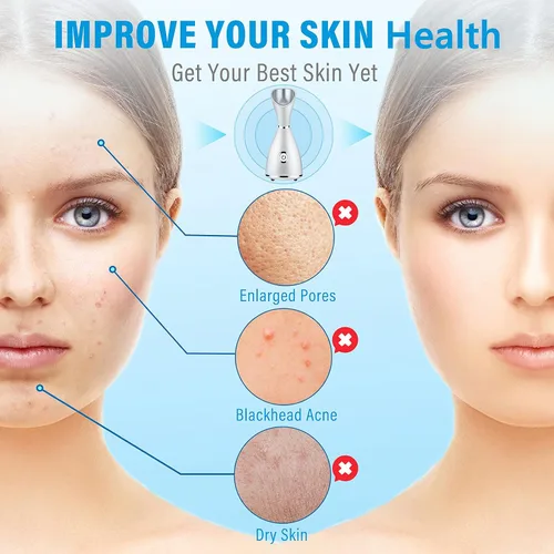 Vista 3 de Vaporizador facial nano iónico, humidificador de niebla cálida para limpieza facial profunda, kit de piel de acero inoxidable de 4 piezas, banda