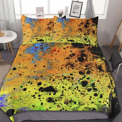 Vista 19 de Juego de 3 piezas de edredón neón que brilla en la oscuridad, funda de almohada de microfibra con cremallera para cama matrimonial, Queen
